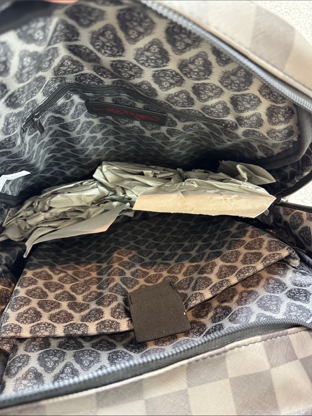 Ed Hardy Brown Checkered Backpack